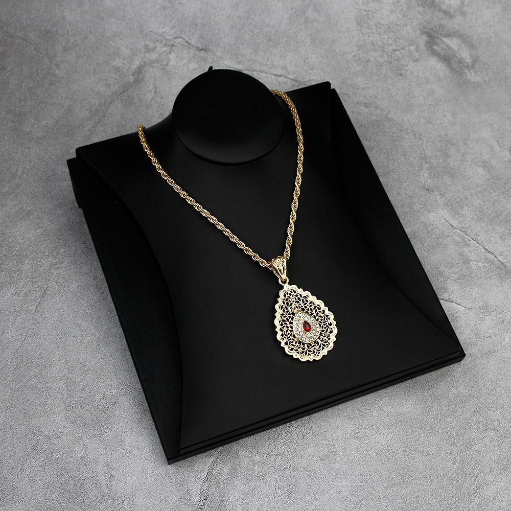 Collier pendentif couleur or pour femmes, Long collier creux en métal, feuille Arabesque, chaîne, bijoux de mariage pour mariée, nouvelle collection