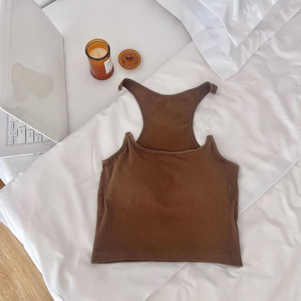 Summer Invisible Halter Square Neck Off-the-shoulder Slim-fit with Chest Pad Short with A Sexy Vest Spice Girl Top with Chest