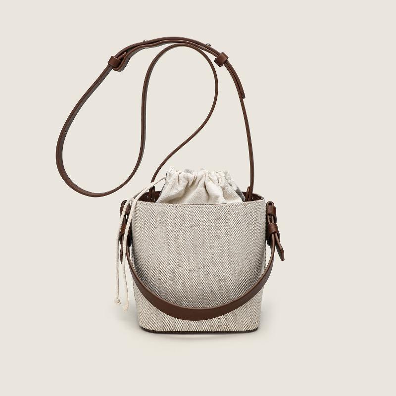 Canvas bag, color matching bucket bag, color contrasting small bag, Harajuku one-shoulder crossbody portable women's bag