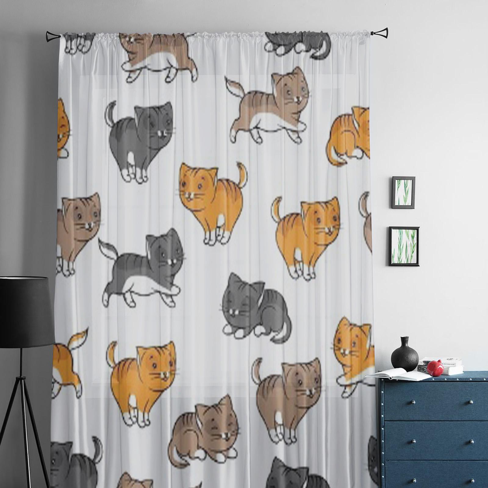 Забавные тюлевые прозрачные оконные шторы с забавными кошками для гостиной — фото 4