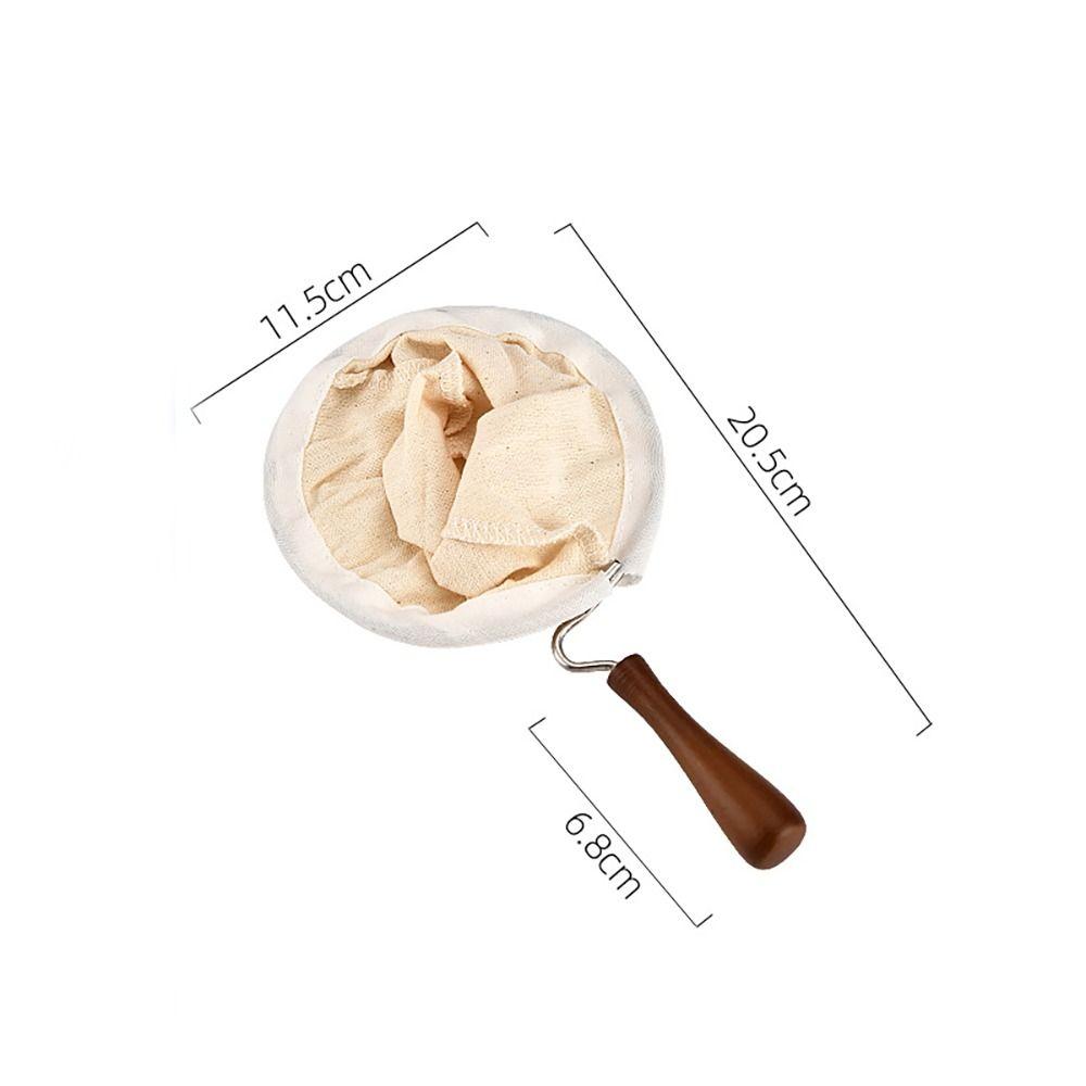 Reusable Handmade Coffee Filter Bag Wooden Handle Milk Tea Filter Bag Flannel Pot Cloth Mesh Basket Tool