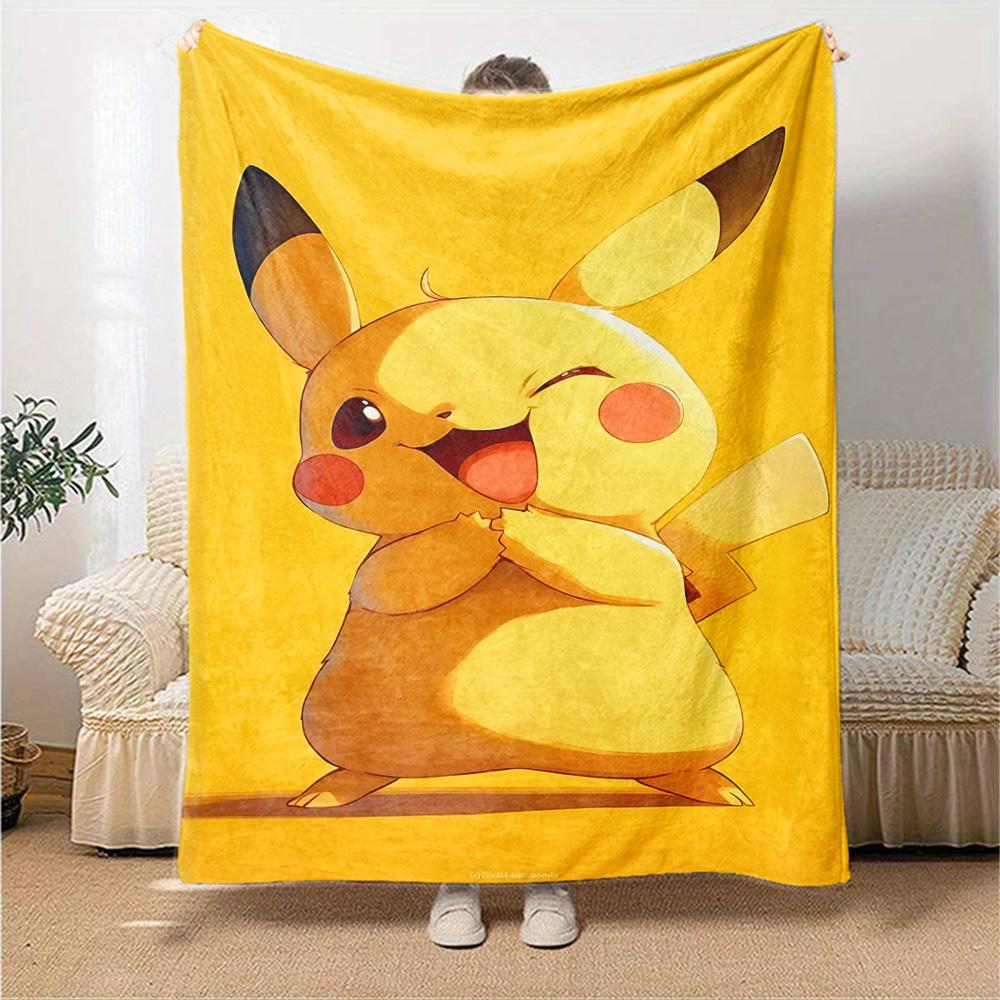 1ks Žlutá deka Pikachu Lehká flanelová přehoz na pohovku postel Cestování Kempování Obývací pokoj Kancelář Pohovka Křeslo