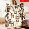 2D Flat Printing 1pc Cute Goat And Farmhouse Countryside Art Pattern Flannel Blanket Single-Sided Printing for Sofa Office Bed Cam