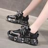 Black dad shoes women's 2025 spring new mesh lightweight breathable super fire thick-soled printed fried street sneakers