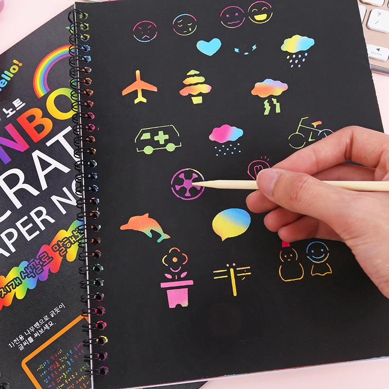 1 sada dětská knížka kutily graffiti Montessori vzdělávací hračky duhová magie škrábací papír pro děti umění škrábání malba hračka