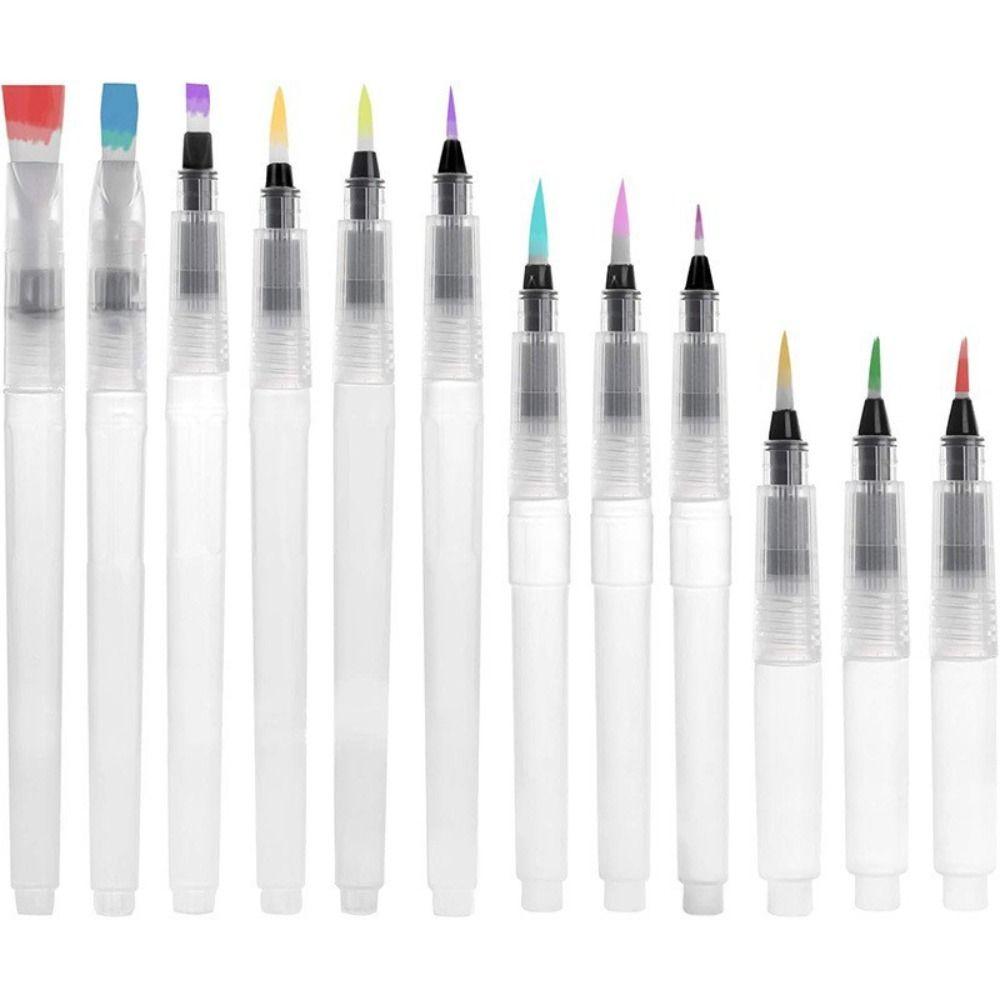 12pcs Water Storage Calligraphy Brush Set Flat Head 12pcs/set  Watercolor Illustration