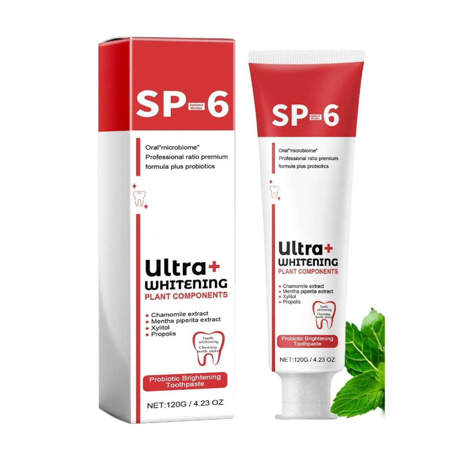 

1 шт. Отбеливающая зубная паста для ежедневного использования Глубокое очищение Удаляет зубные пятна и пятна от сигарет Освежает дыхание Защищает десны с помощью пробиотиков One Size