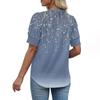 Women's Fashion Casual V, Neck Short Sleeve Print  Shirt Women's Up Tops