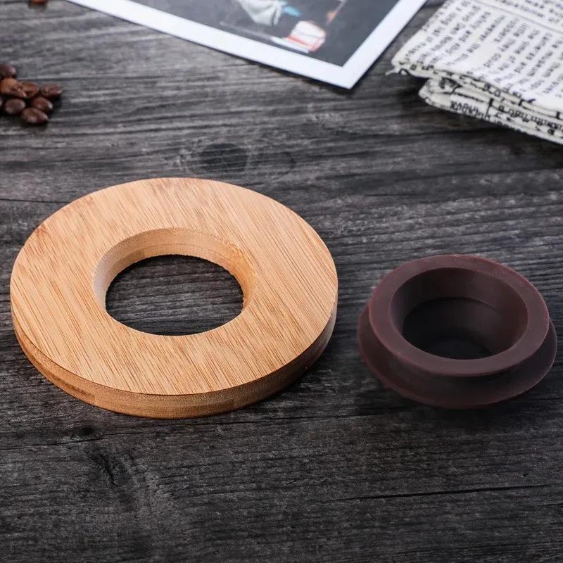 Coffee Dripper V60 Glass Funnel Drip Coffee Maker V01 V02 Filter Transparent Reusable Pour Over Brewing Cup with Wooden Holder