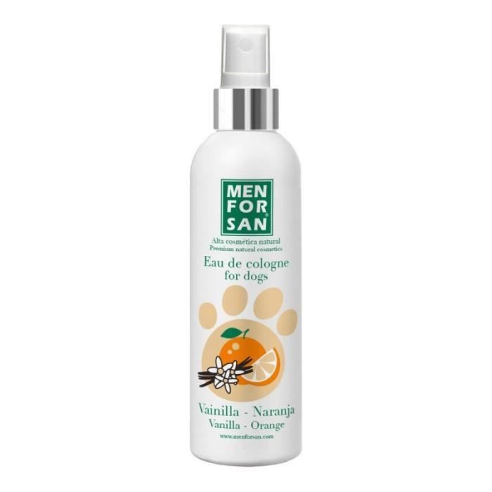 Eau de Toilette pour Chiens - Menforsan - Vanille et Orange - 125ml - Effet Déodorant - Parfum Fruité