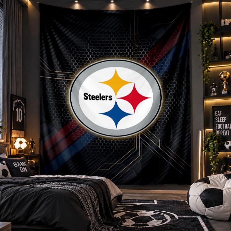 Wall Hanging Tapestry Pittsburgh Steelers Print Cloth for Living Room Bedroom Home Decor