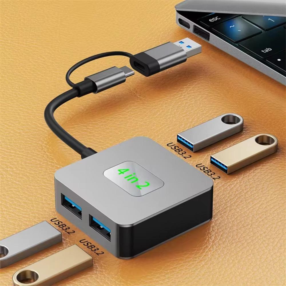 10Gbps USB3.2 Gen2 Type C 4-Port Hub USB-C To 4×USB3.2 Docking Station for MacBook Pro Air Chromebook Notebook Laptop Desktop PC
