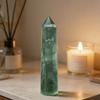 2Pcs Green Fluorite Crystal Single Point Tower 6-Sided Prism Wand Natural Healing Stone Sculptures Home Decor Outdoor Statues