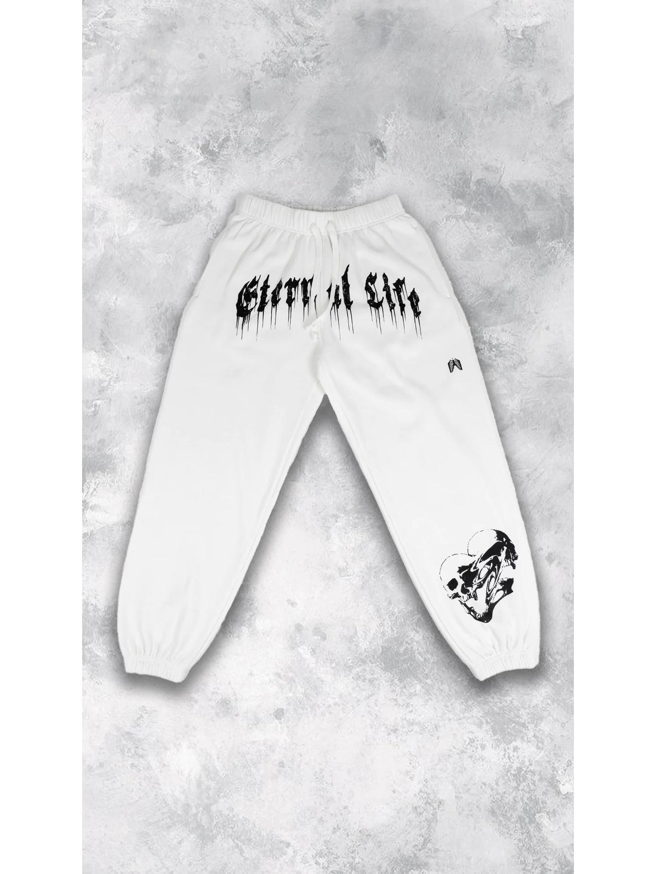 

Европейские и американские мужские спортивные джоггеры на весну-осень: Повседневные махровые спортивные штаны с трафаретной печатью M белый