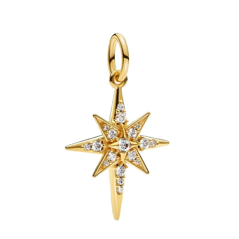 Copper Metal Christmas Eve&Starlight&Love&Sun and Moon Dangle Charm Bead Component Compatible With Do It Yourself Bracelet High Quality Fine Jewelry