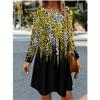 Women Long Sleeve O-Neck Casual Loose A-Line Dress Autumn 3D Floral Printed Dress Vintage Elegant Lady Dress Vestidos De Muj