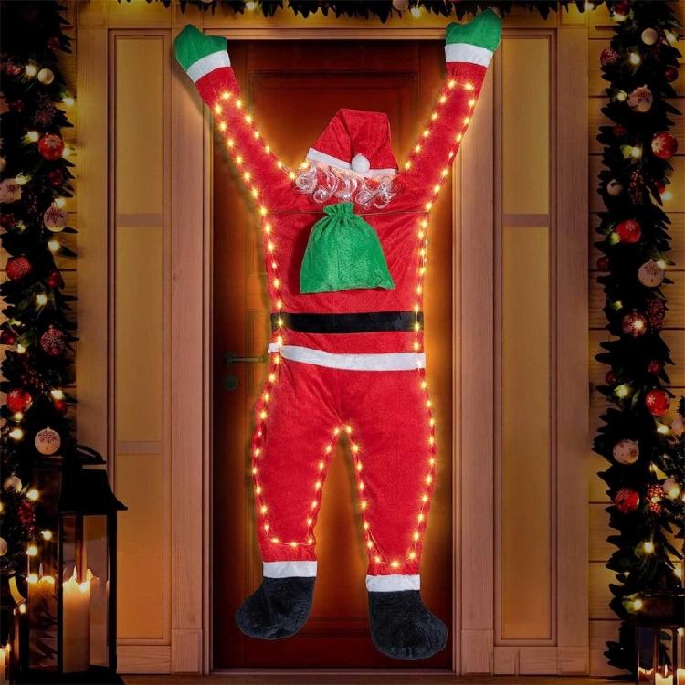 Christmas Hanging Santa Decoration,Outdoor Realistic Santa Climbing Roof Gutter Yard Holiday Outdoor Hanging Ornament