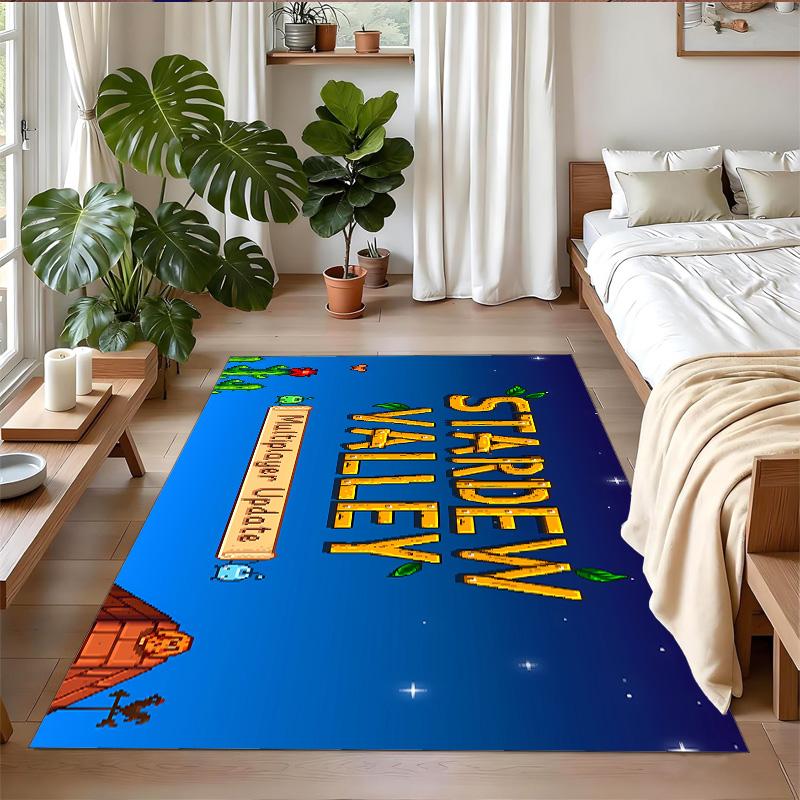 Anti‑Slip Crystal Velvet Floor Rug, Stardew Valley Design Carpet for Indoor Living Bedroom Home Decoration
