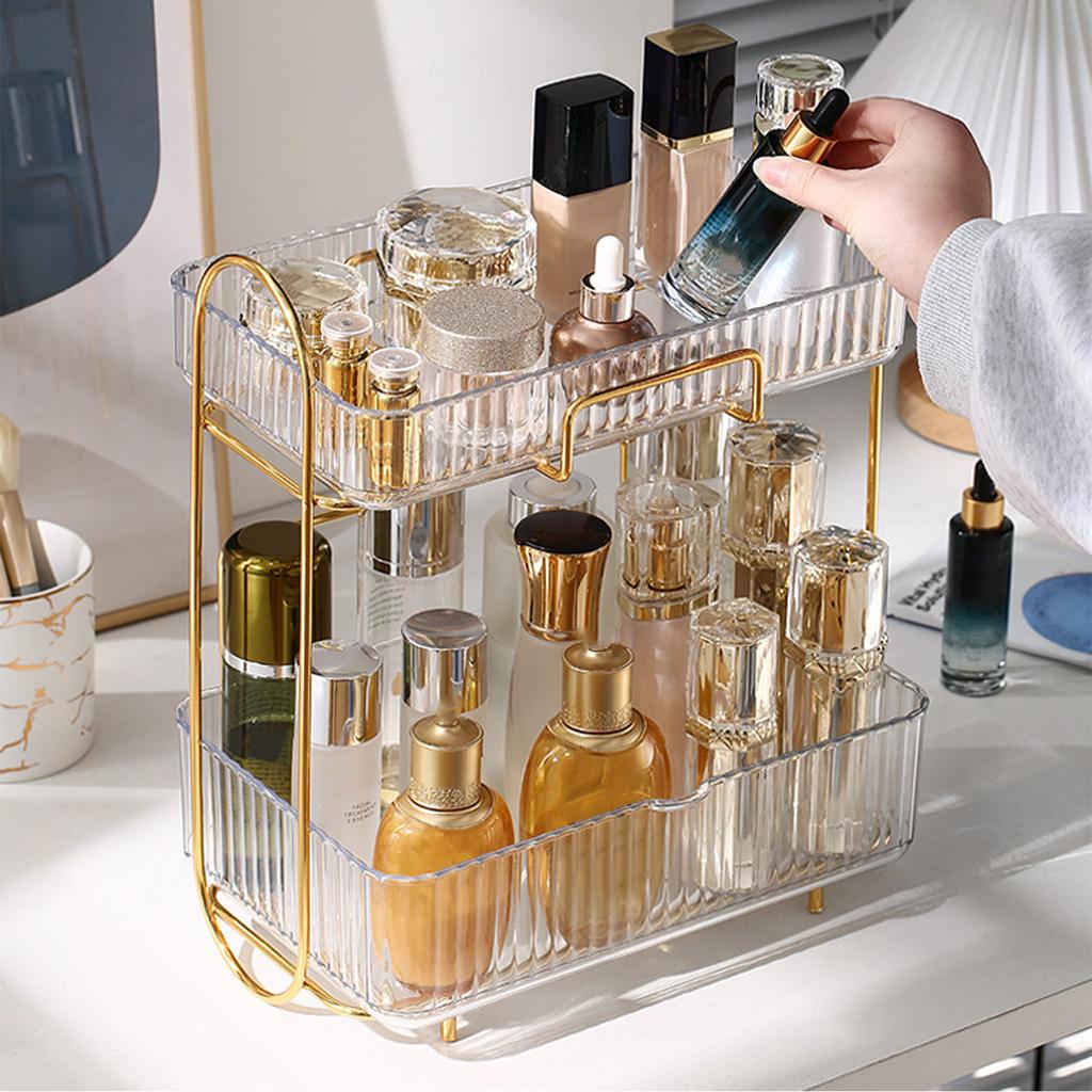 Makeup Organizer 2 Tier Bathroom Countertop Organizer Large Capacity Cosmetic Holder Shelf for Bedroom Dresser