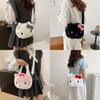 Borsa a tracolla rotonda in peluche Hello Kitty a cartoni animati con cerniera per bambine