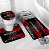 Valentine's Day Shower Curtain, Rose High Heels Lipstick Perfume Bottle Black and White Striped Romantic Bath Mat Bathroom Decor
