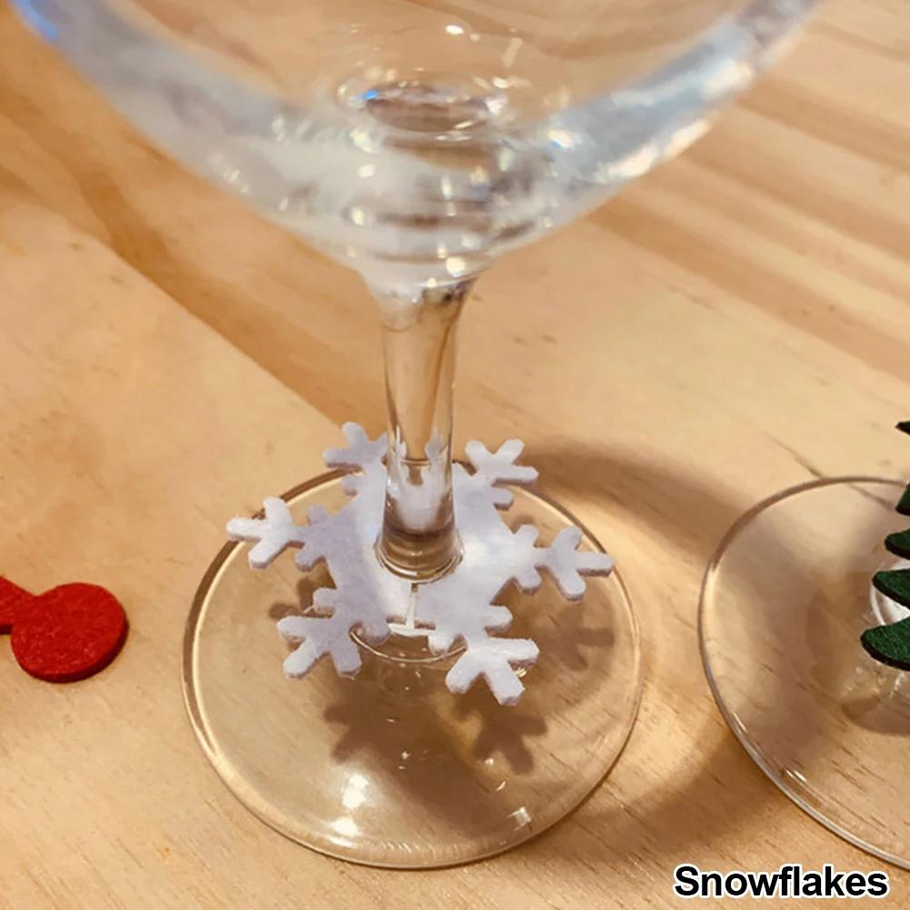 10Pcs Christmas Cup Decoration Card Ring Home Decoration Felt Christmas Decoration New Year Party Supplies New Year 2025 Navidad