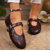 Fashion Summer New Flat Shoes Women's Round Head Shallow Chisel Metal Buckle Line with Soft Sole Anti-slip Wear-resistant Single Shoes