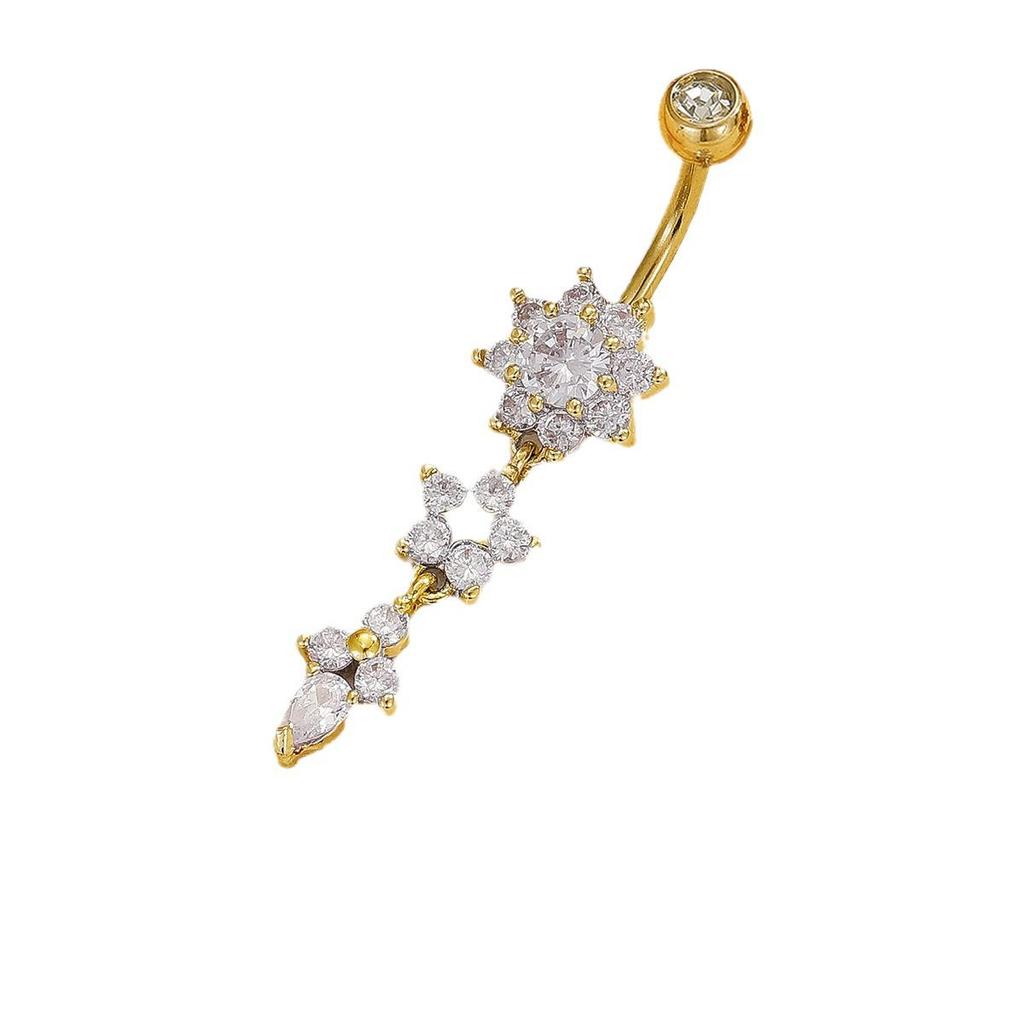 Stylish Octagonal Stainless Steel Belly Button Ring with Diamonds for Everyday Wear