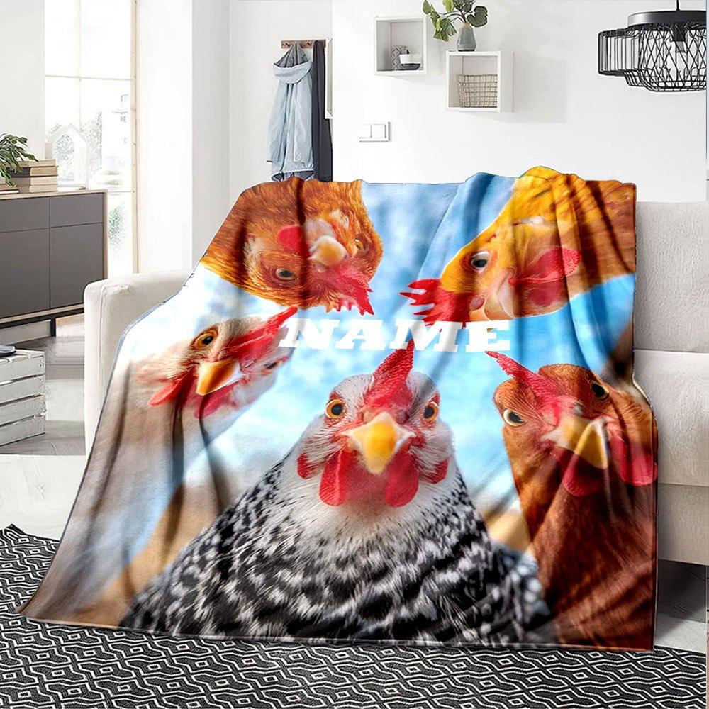 Farm Chickens Customize Your Name Home Blankets Soft And Cozy For All Seasons Perfect For Picnics Sofa Office Bed Living Room Ideal Gift For Friends
