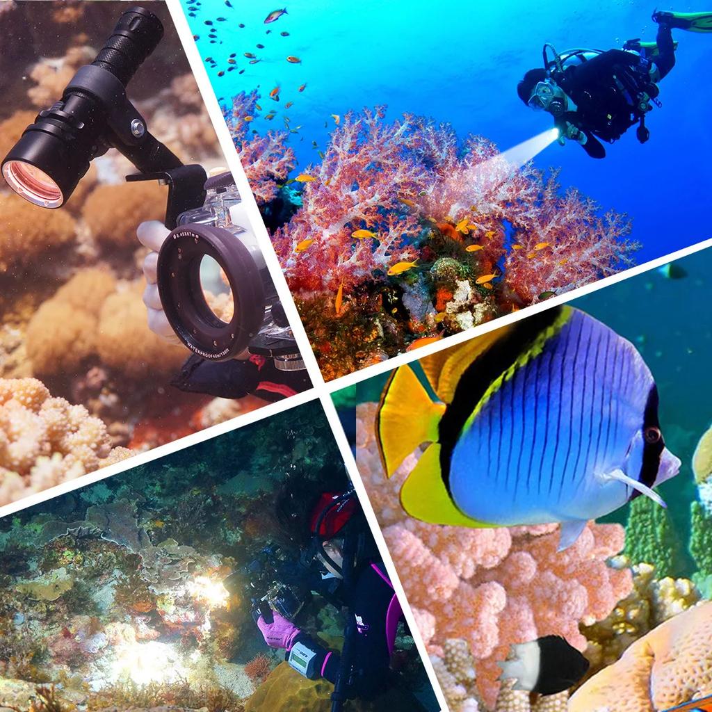 Powerful LED Diving Flashlight High Bright Professional Underwater Dive Torch IPX8 Waterproof Rating Lamp With Hand Rope