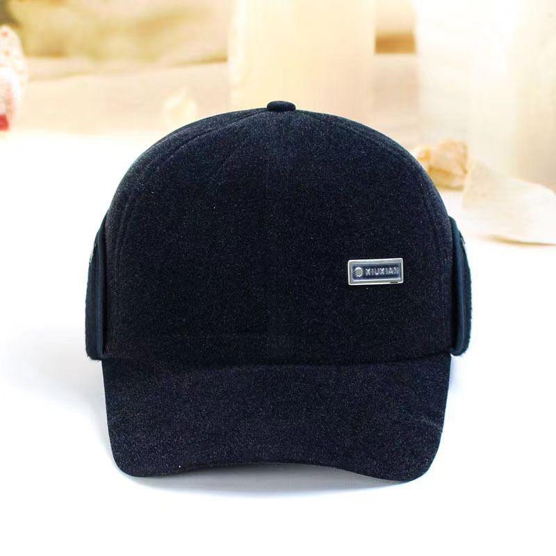 

Осень и зима мужская кожаная теплая папина шляпа среднего и пожилого возраста универсальная зимняя шапка бейсболка холодная дедушкина шляпа One Size