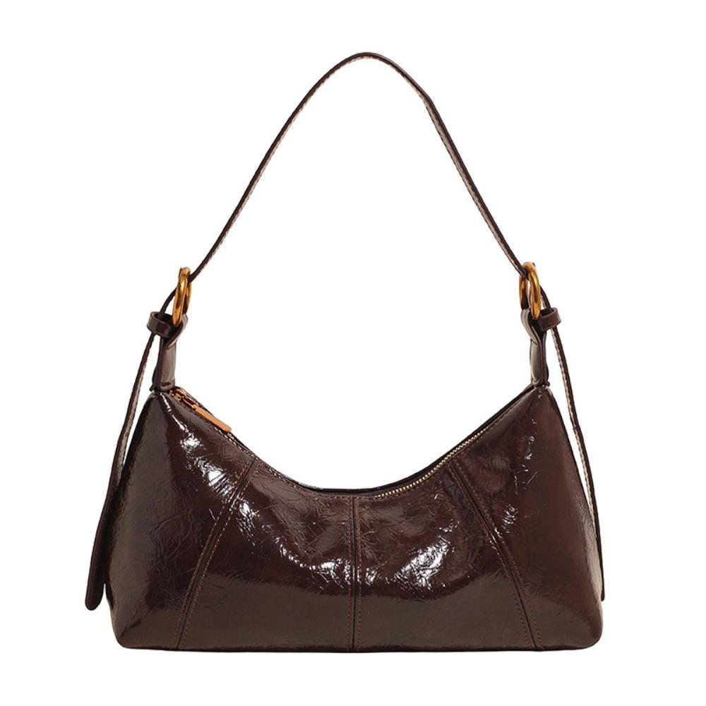 French Leather Underarm Bag Solid Color Commuting Shoulder Bag Fashion Women's Armpit Bag  Winter
