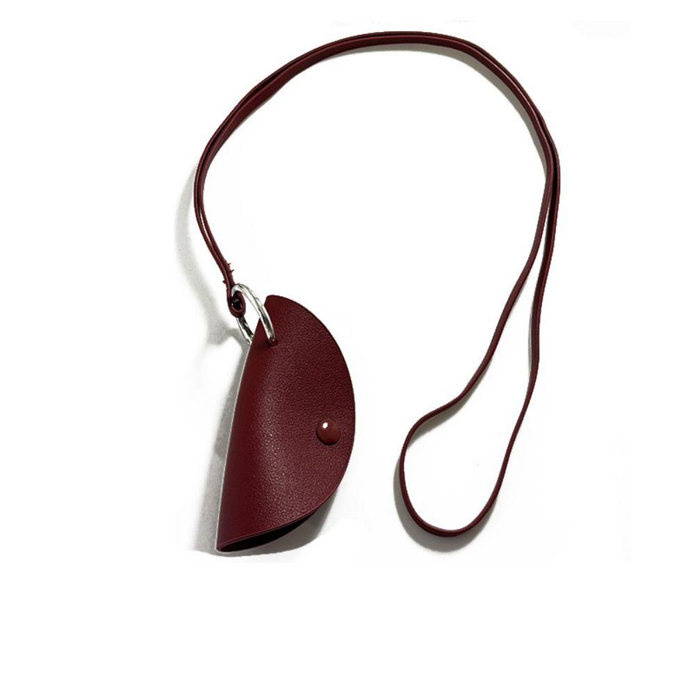 

Anti-loss Long Leather Necklace Sweater Chain Pu Leather Key Bag Crescent Moon Key Case Girl вина червоного кольору