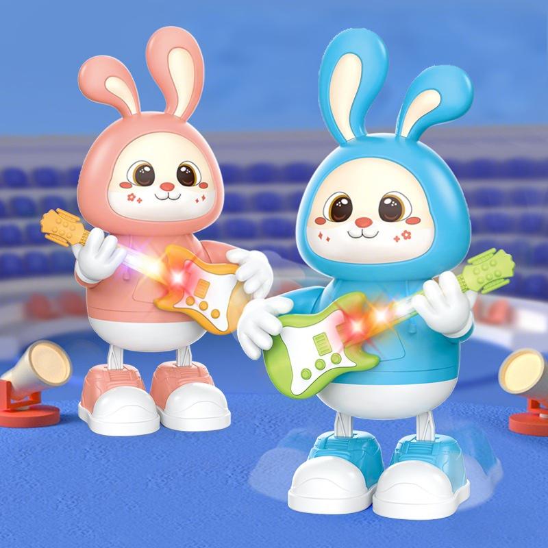 Dancing Bunny Toy With Music & Lights Rabbit Guitarist Musical Toy For Baby Legs Move & Body Twist Birthday Gift For Toddlers