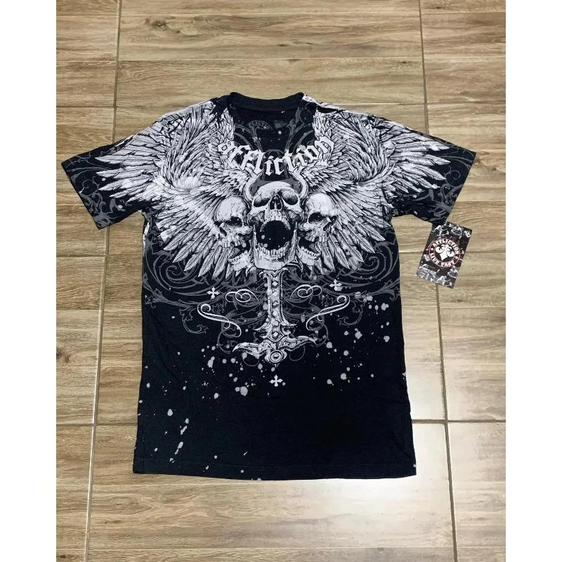 Y2K Red Gothic Thorn Totem Printing Harajuku Style T Shirt High Street Broken Feeling Mens Short Sleeves Couple Collocation