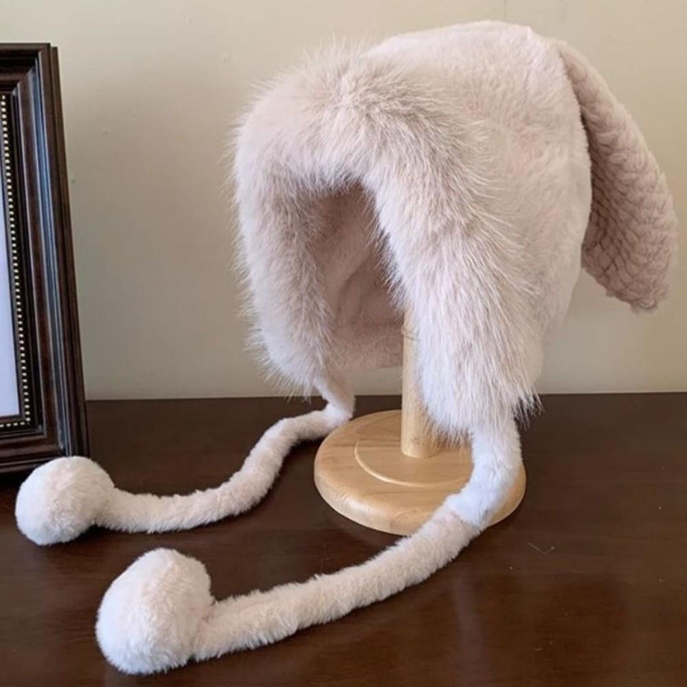 Cute Warm Winter Hat Lacing Ear Protection Bear Ears Hat Velvet Antlers Woolen Bucket Hat Women
