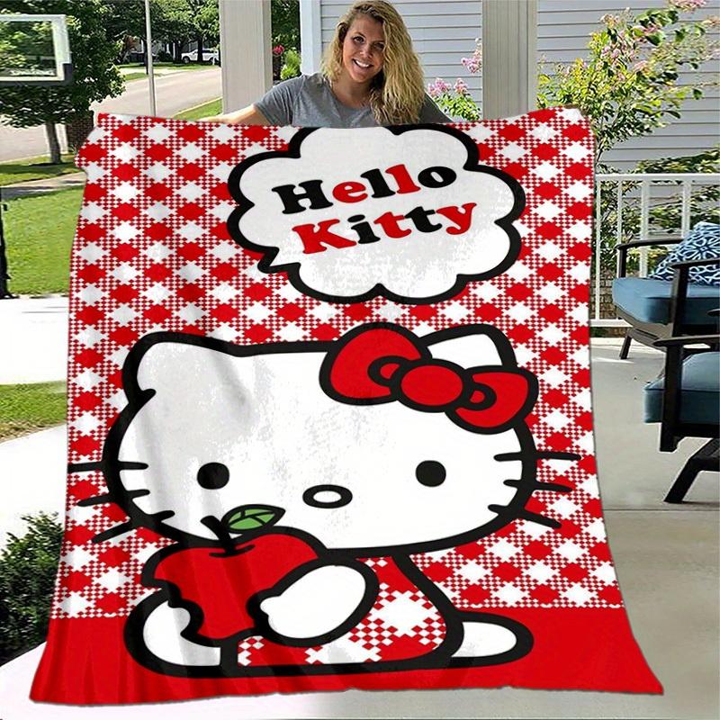 1pc. Hello Kitty Red Checkered Outdoor Blanket - Perfect for Home Decor, Office Use, Gifts, and Al