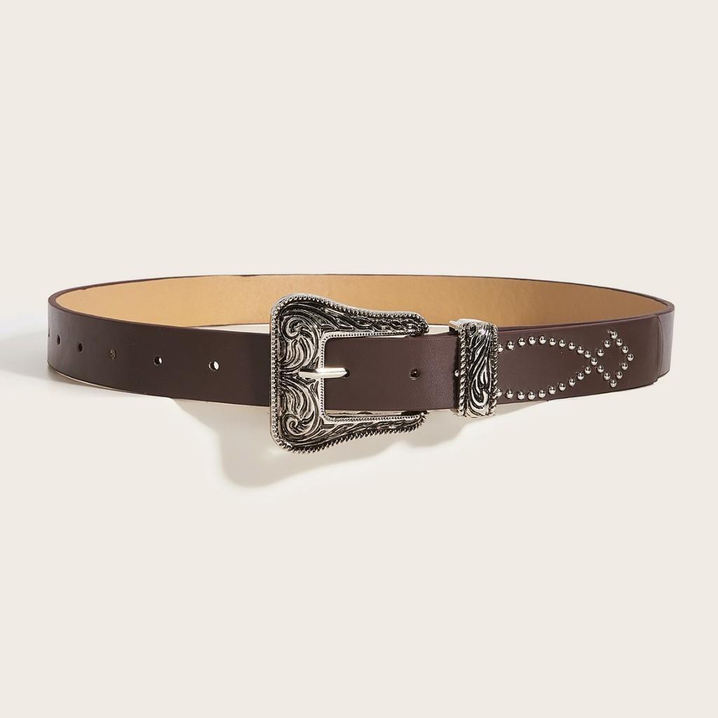 

Punk Style Wide Leather Belt For Women With Metal Pin Buckle For Denim Jeans