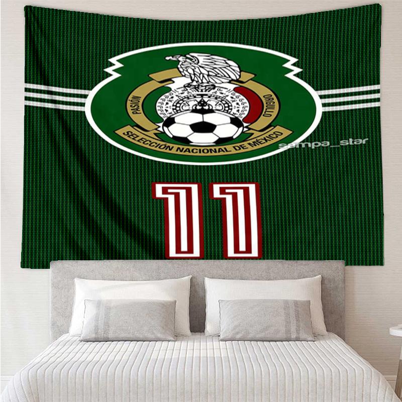 1PC Mexico Football Team Emblem Printed Tapestry Room Decoration Wall Hanging for Living Room Bedroom, dormitory, Birthday and Christmas gifts