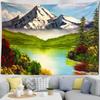 Mountains Psychedelic Tapestry Starry Sky Wall Hanging Star Stars Leaf Village Dorm Decor Blanket 130Cm Woven Personalized