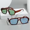 Ochelari de Soare Pătrați Vintage pentru Femei Bărbați Rame Groase Punte Dublă Ochelari de Vedere Femei Modă Șic Poligon Ochelari de Soare Leopard Albastru