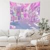 Pink Moonlight Japanese Tapestry Aesthetic Moon Night Wall Hanging for Bedroom College Dorm Cozy Room Vibes Home Decor