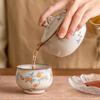90ml Chinese Ru Kiln Ceramic Hand Grab Pot Handmade Flowers Pattern Teapot Beauty Tea Infuser Kettle Tea Pot Portable Tea Set