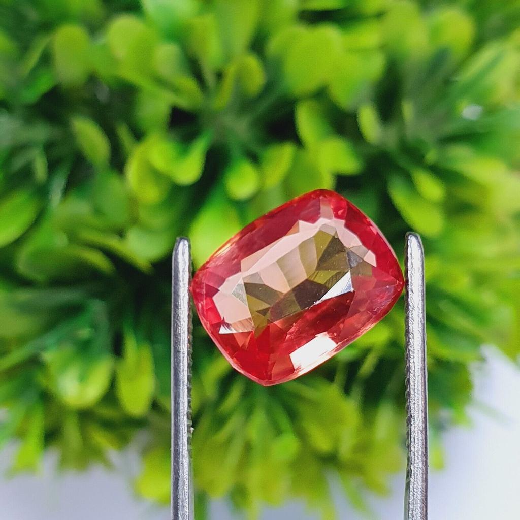 Certified Natural Orange Padparadscha Sapphire 9 Ct Cushion Cut Gemstone