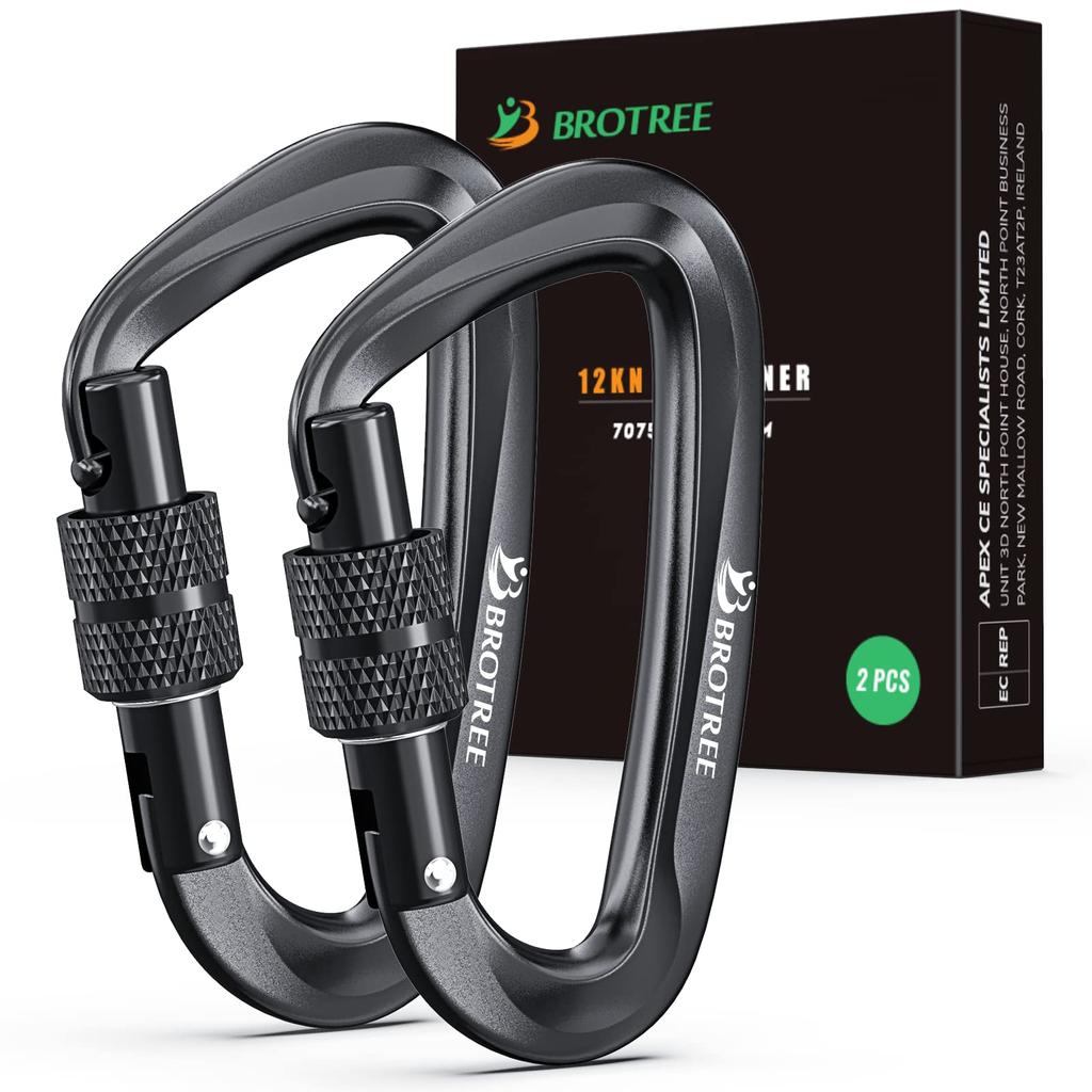 Brotree Carabiner Lock Carabiner Load Capacity 12KN (1200kg) Climbing Button