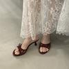 Women's Round Toe Thin Heel Bowknot Summer Slippers - Perfect for Daily Wear