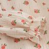 New spring and summer ladies pajamas long-sleeved trousers two-piece cotton crepe large size flower pullover home service suit