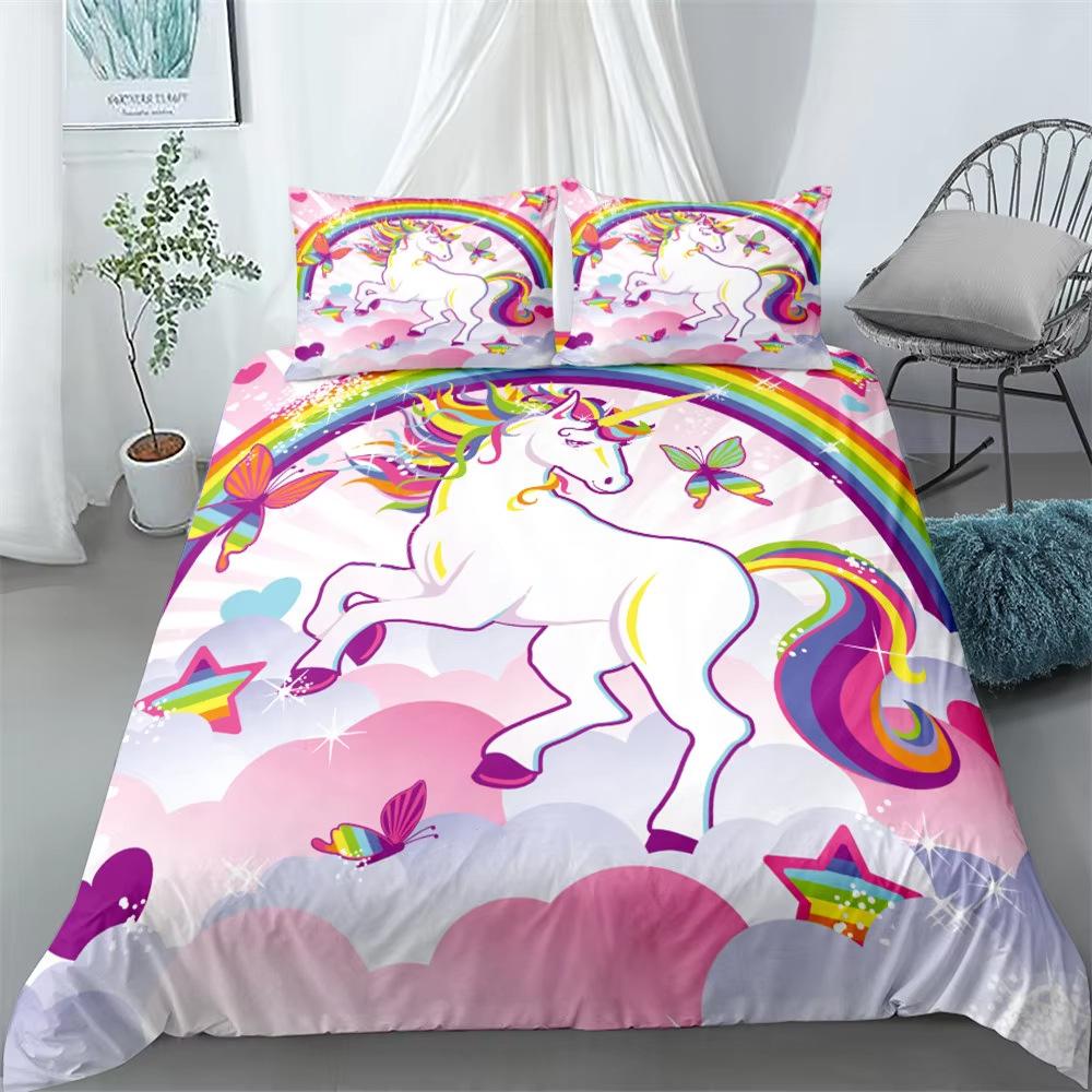 Unicorn Down Comforter Set Bedding Set 3-piece Duvet Cover Set