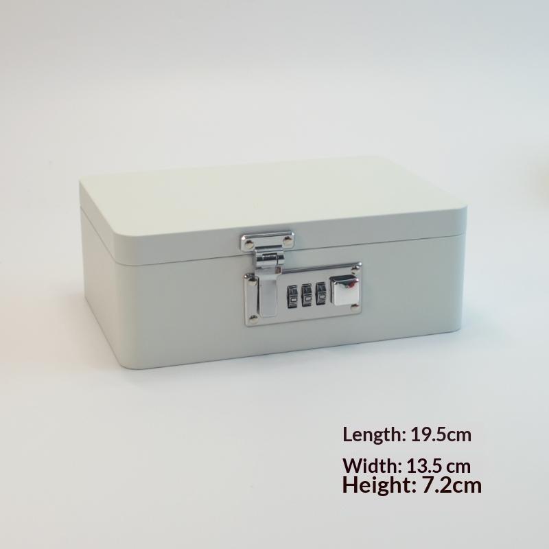 Combination Lock Password Lock Storage Box Metal Construction Flip Top Design Key Safe Box Rectangular Shape Initial Password