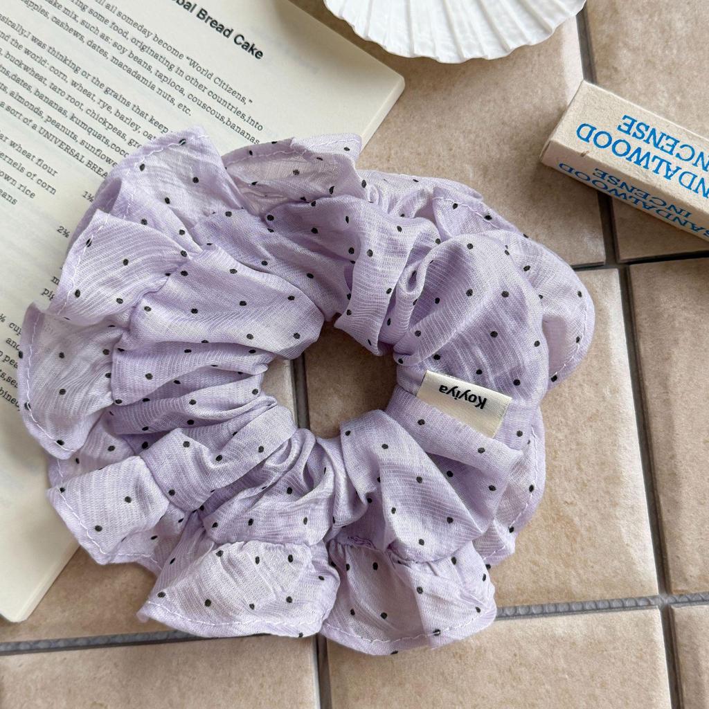 White Polka Dot High Elasticity Korean Style Women's Ponytail Hair Tie 2026